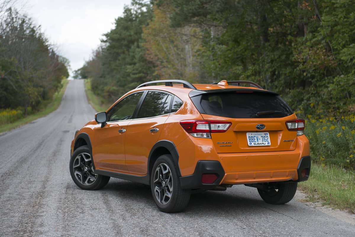 2018 subaru crosstrek review rear profile orange