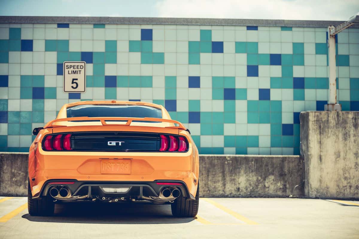 2018 ford mustang gt review rear head on view