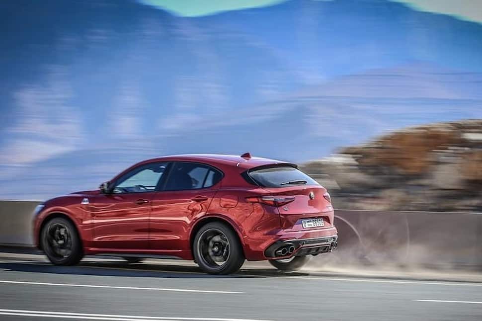 2018 Alfa Romeo Stelvio Quadrifoglio rear rolling red